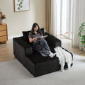 62.5 Inch Corduroy Sponge Sofa Lounge Chair,No Assembly Required,Fluffy Modern Sleeper Chair For Indoor Living Room Bedroom Black Foam Corduroy 1 Seat