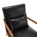Coolmore Modern Accent Chair, Solid Wood Padding Lounge Armchairs With One Pillow For Living Room, Bedroom, Guest Room Black Pu Black Pu Brown Primary Living Space Modern Rubberwood Foam Pu Leather