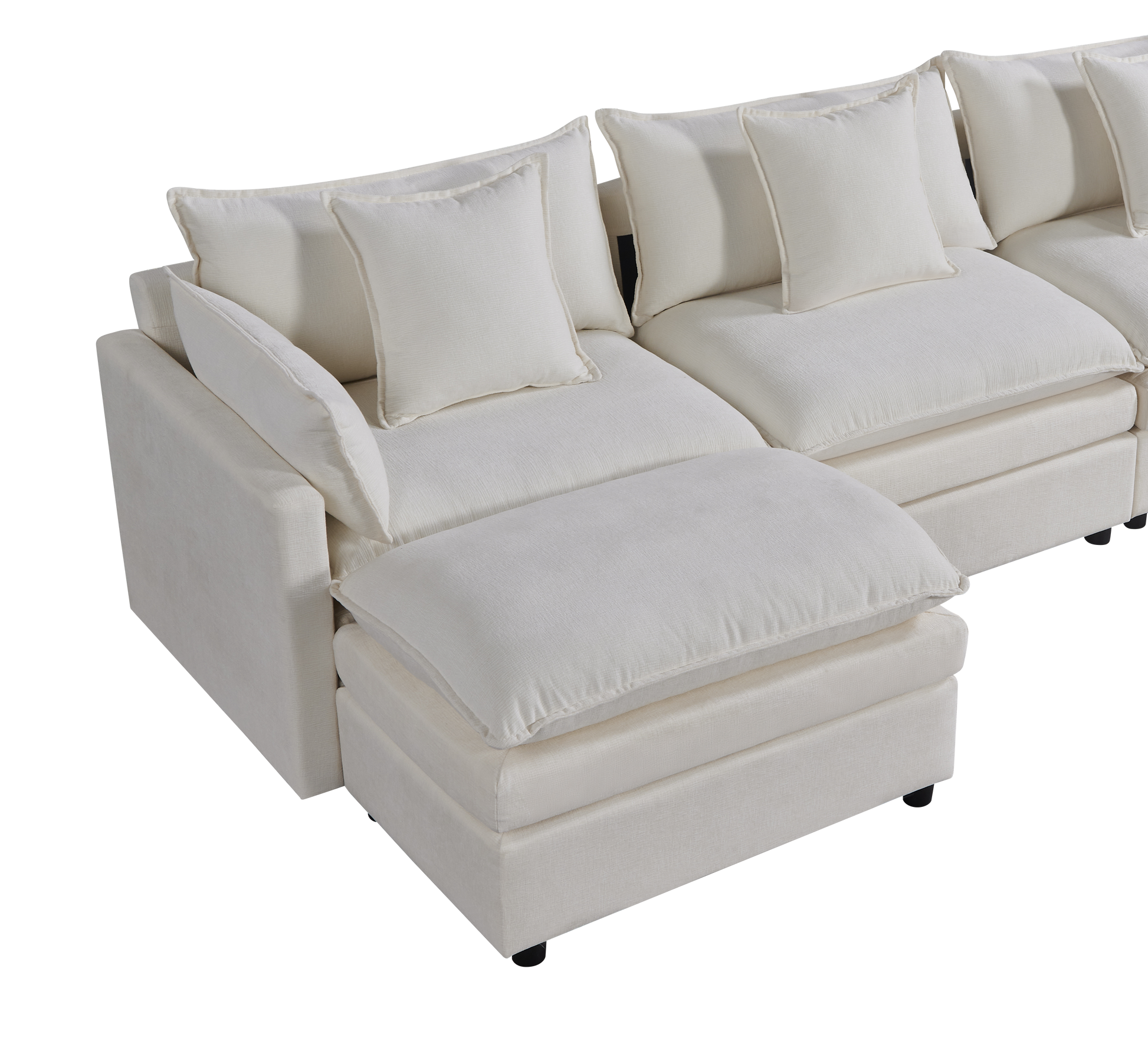 142.52"Modern Chenille U Shaped Sectional Sofa With Convertible Chaise, Comfy Cloud Couch Deep Sectional Sofa With Ottomans For Living Room White Wood Foam Chenille 4 Seat