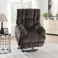 Pacay Brown Chenille Power Motion Recliner With Lift, Heating & Massage Function Brown Chenille