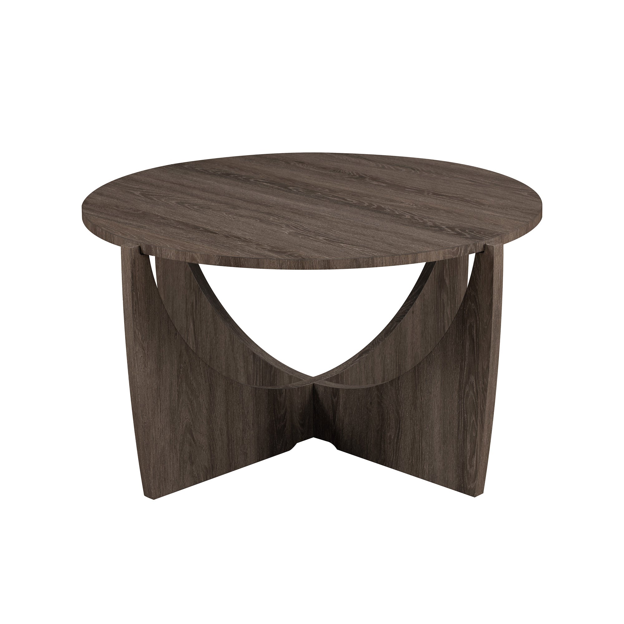 Contemporary Open Arch Base Round Coffee Table Cerused Ash Dark Gray Mdf Mdf