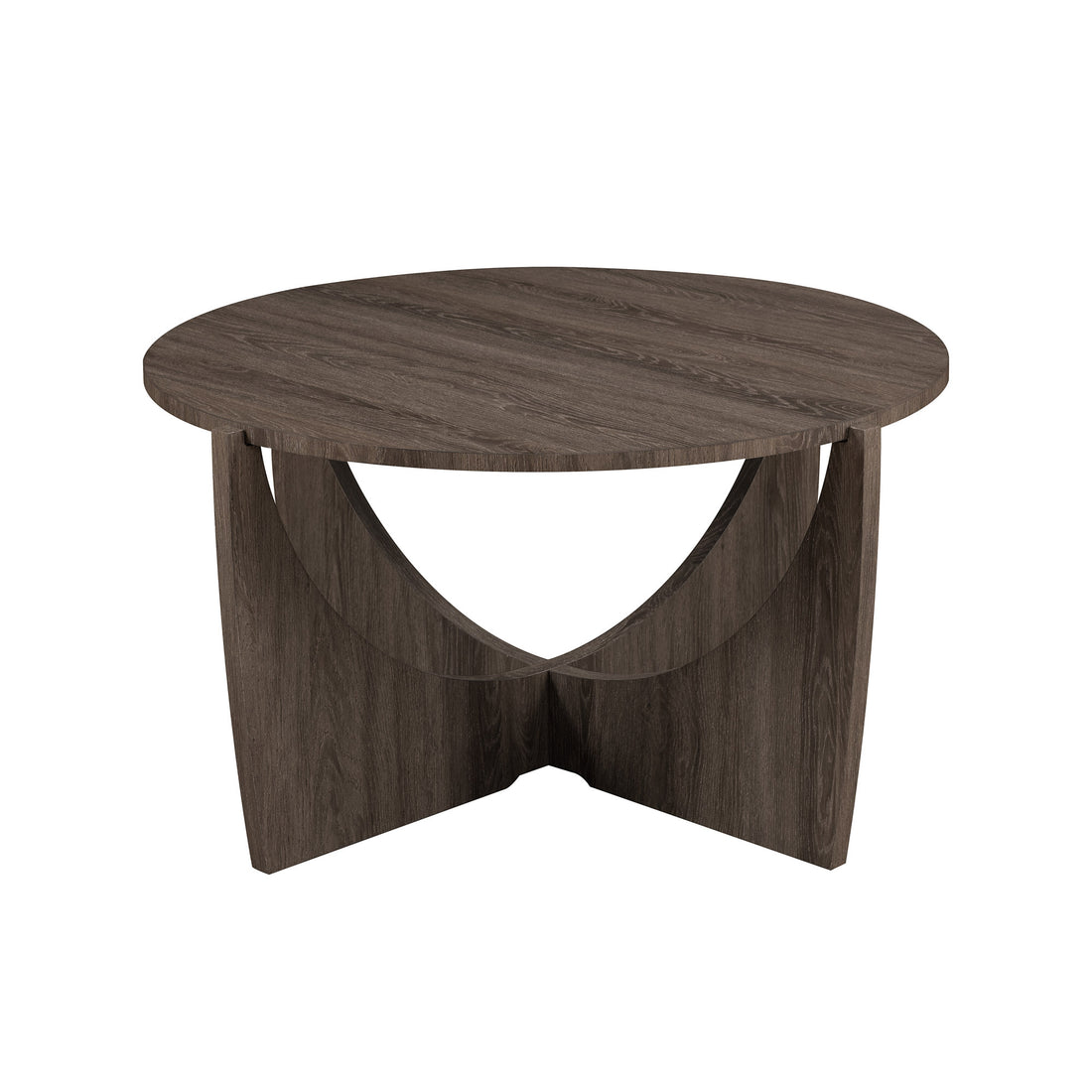 Contemporary Open Arch Base Round Coffee Table Cerused Ash Dark Gray Mdf Mdf
