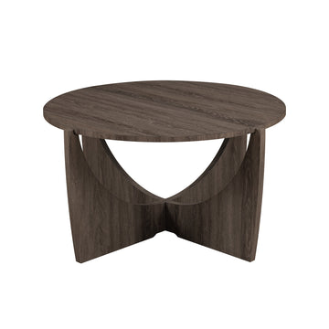 Contemporary Open Arch Base Round Coffee Table Cerused Ash Dark Gray Mdf Mdf
