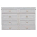 Queen Murphy Bed With Large Drawers,White Queen White Plywood