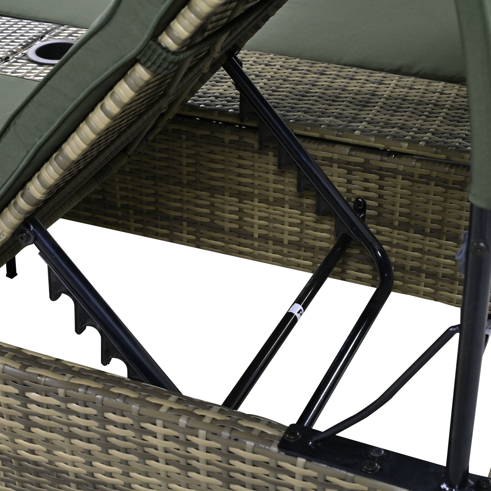 Patio Daybed Outdoor Daybed Outdoor Rattan Sun Lounger With Shelter Roof With Adjustable Backrest, Storage Box And 2 Cup Holders For Patio, Balcony, Poolside,Grey Yes Grey Seats 2 Water Resistant Frame Water Resistant Cushion Garden & Outdoor Sectional