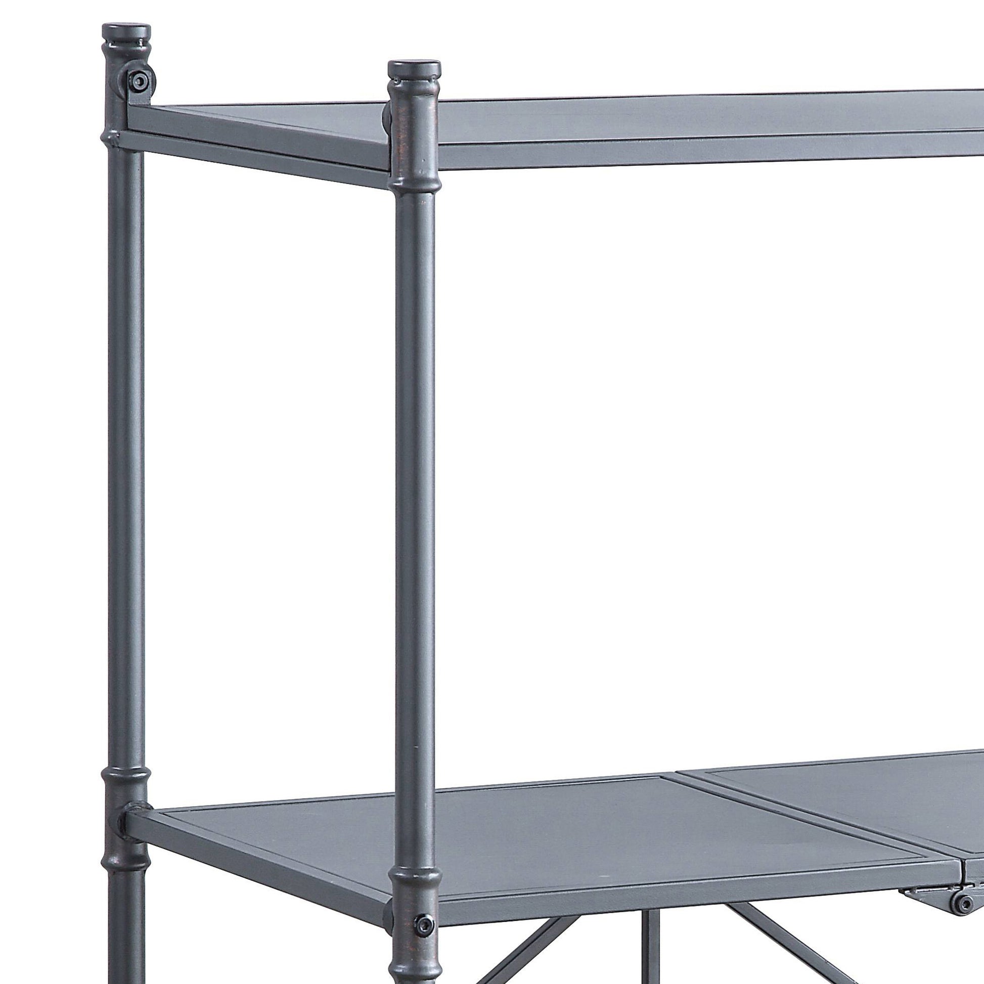 Sandy Black And Dark Bronze Hand Brushed 3 Tier Console Table Black Grey Primary Living Space Industrial,Rustic Shelves Rectangular Metal