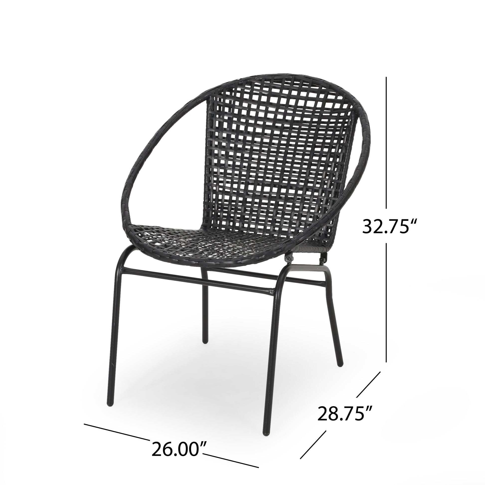 Java Chair Set Of 2 Black Pe Rattan Iron