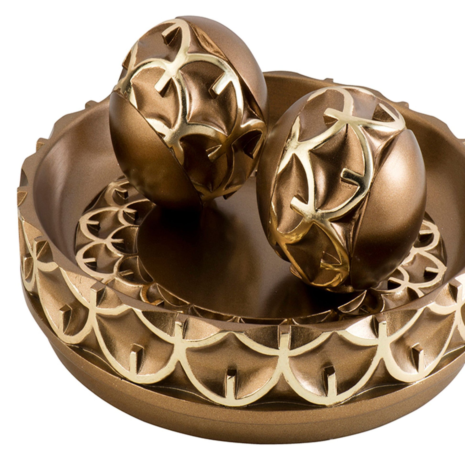 11.75" Long Polyresin Decorative Bowl "Mystic Owl" With Golden Finish Gold Polyresin