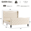 Lift Up Velvet Beige Queen Size Bed Box Spring Not Required Queen Beige Wood Light Brown Bedroom American Design Poplar Slat Beds Foam Velvet Upholstered