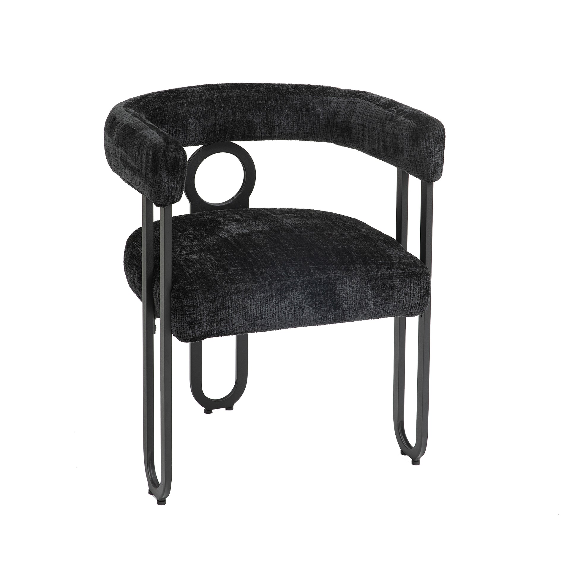 Coolmore Contemporary Designed Velvet Fabric Upholstered Accent Dining Chair Barrel Side Chairs Kitchen Armchair For Living Room Set Of 2 Black Chenille Black Dining Room Foam Chenille