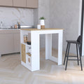 Stirling Kitchen Island With 1 Door Cabinet Push To Open System And Side Shelves Multicolor Kitchen Modern Rectangular Stationary Kitchen Islands Particle Board Engineered Wood Medium 40 55In