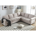 Arrived Sleeper Sofa, 2 In 1 Pull Out Couch Bed,6 Seater Sofa Bed, L Shaped Sleeper Sectional Sofa Couch,Riveted Sofa,104'' Large Combined Sofa Bed In Living Room, Beige Beige Polyester Wood Primary Living Space Medium Soft Cushion Back Modern Polyester
