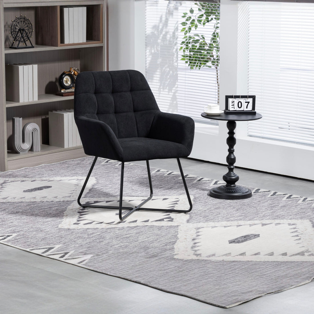 Modern Velvet Desk Chair Swirl Office Chair With Adjustable Foot Nails,Comfy Computer Task Chair Metal Legs Upholstered Accent Arm Chair For Living Room Bedroom Small Spaces Home Office Black Black Foam Velvet