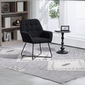 Modern Velvet Desk Chair Swirl Office Chair With Adjustable Foot Nails,Comfy Computer Task Chair Metal Legs Upholstered Accent Arm Chair For Living Room Bedroom Small Spaces Home Office Black Black Foam Velvet