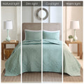 3 Piece Reversible Bedspread Set Seafoam King Cal King King Green Microfiber