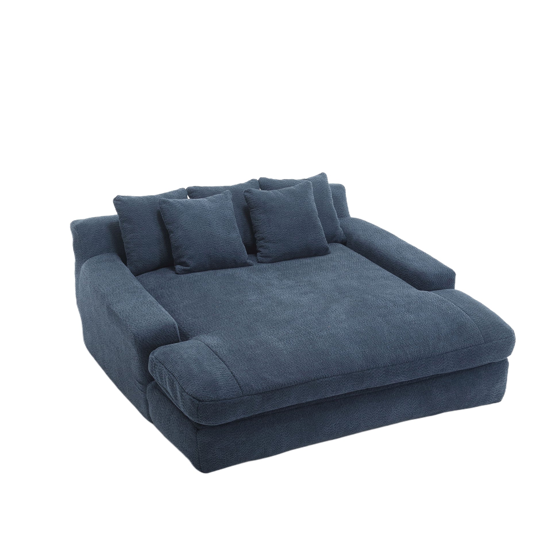 Coolmore Chenille 2 Seater Lazy Sofa With 5 Back Pillows,Comfy Sofa Deep Seat Couch For Living Room,Club Navy Navy Foam Chenille 2 Seat