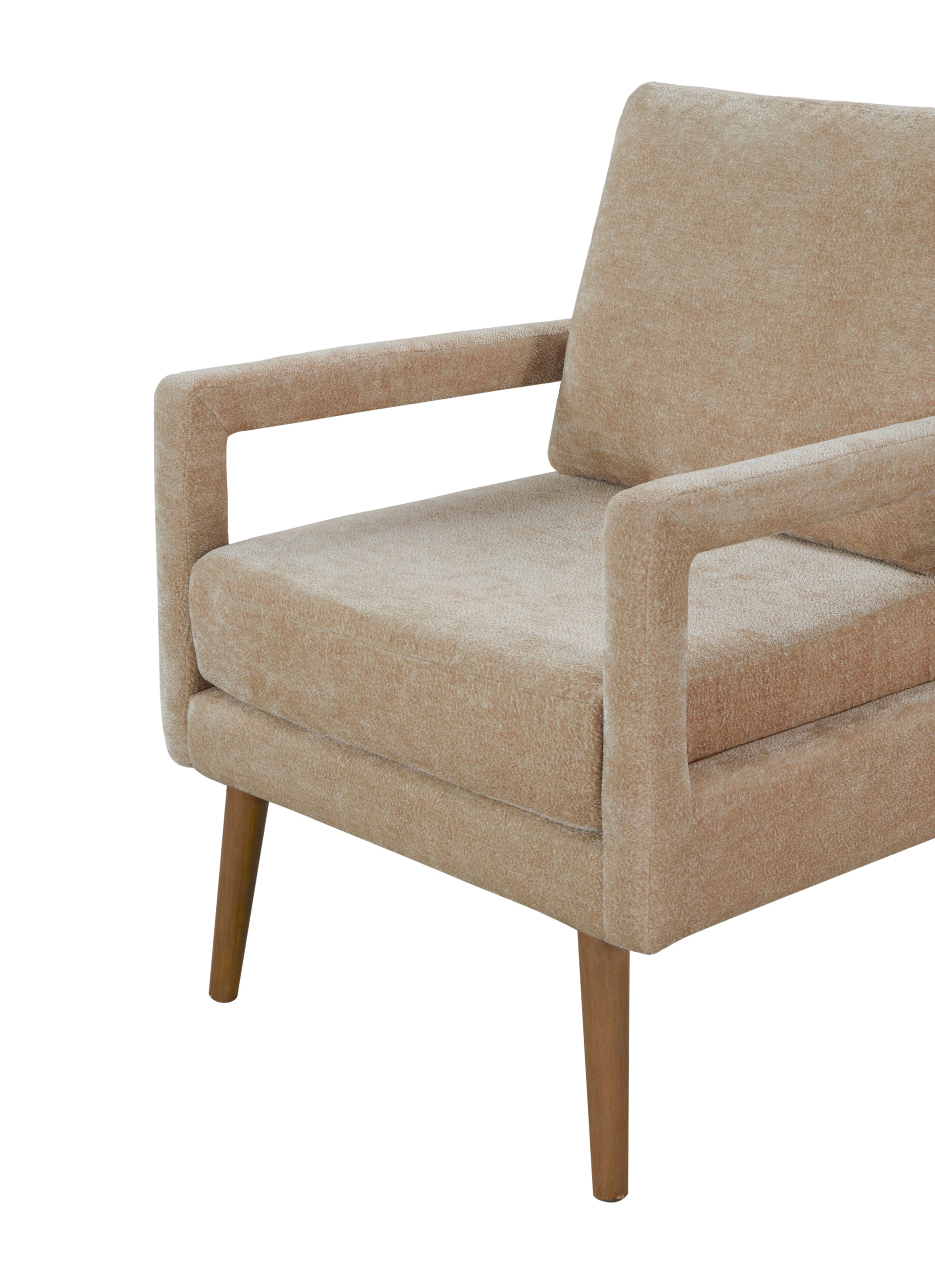 Mid Century Armchairaccent Chair With Chenille Armrest & Soft Cushion For Living Room, Bedroom, Home Office, Study, Beige Beige Foam Wood Fabric