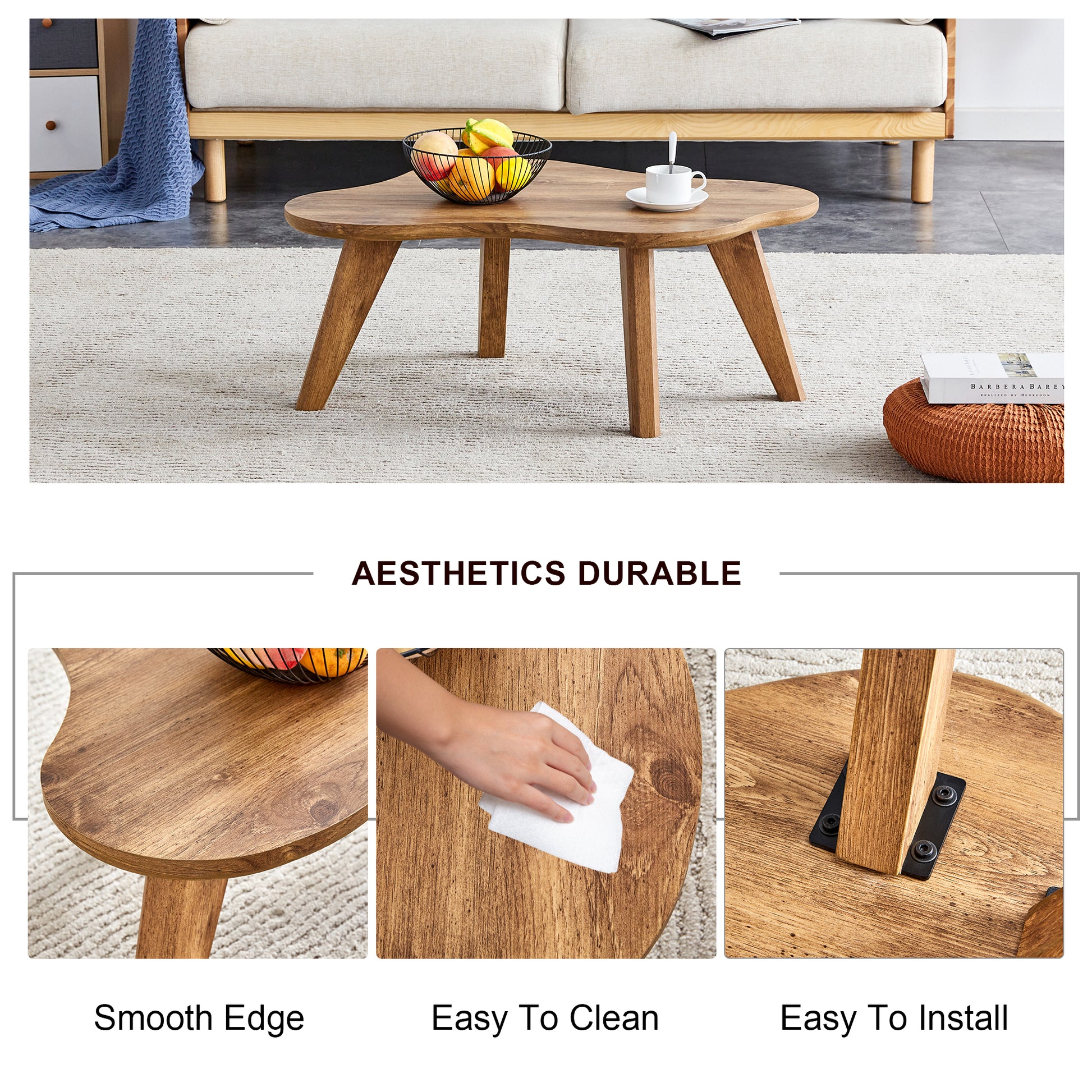 Modern Minimalist Wood Color Table Top Coffee Table. Log Style Coffee Table.Cloud Shape Gives You A Experience, Computer Desk. The Game Table. Suitable For Dining And Living Rooms. Wood Mdf