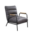 Grey And Matt Iron Accent Chair With Metal Leg Grey Primary Living Space Genuine Leather