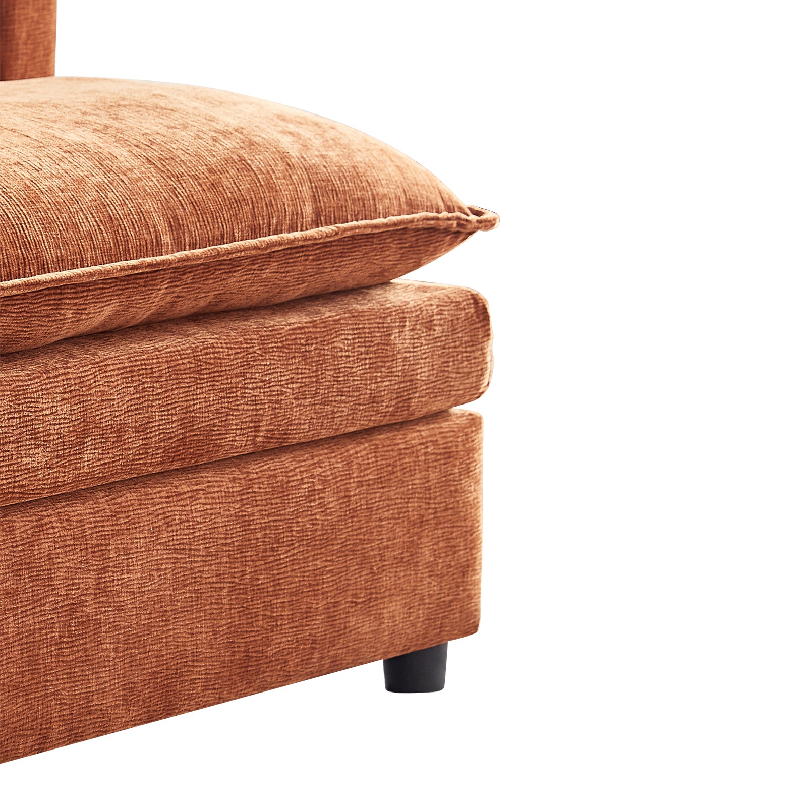 142.52"Modern Chenille U Shaped Sectional Sofa With Convertible Chaise, Comfy Cloud Couch Deep Sectional Sofa With Ottomans For Living Room Orange Wood Foam Chenille 4 Seat