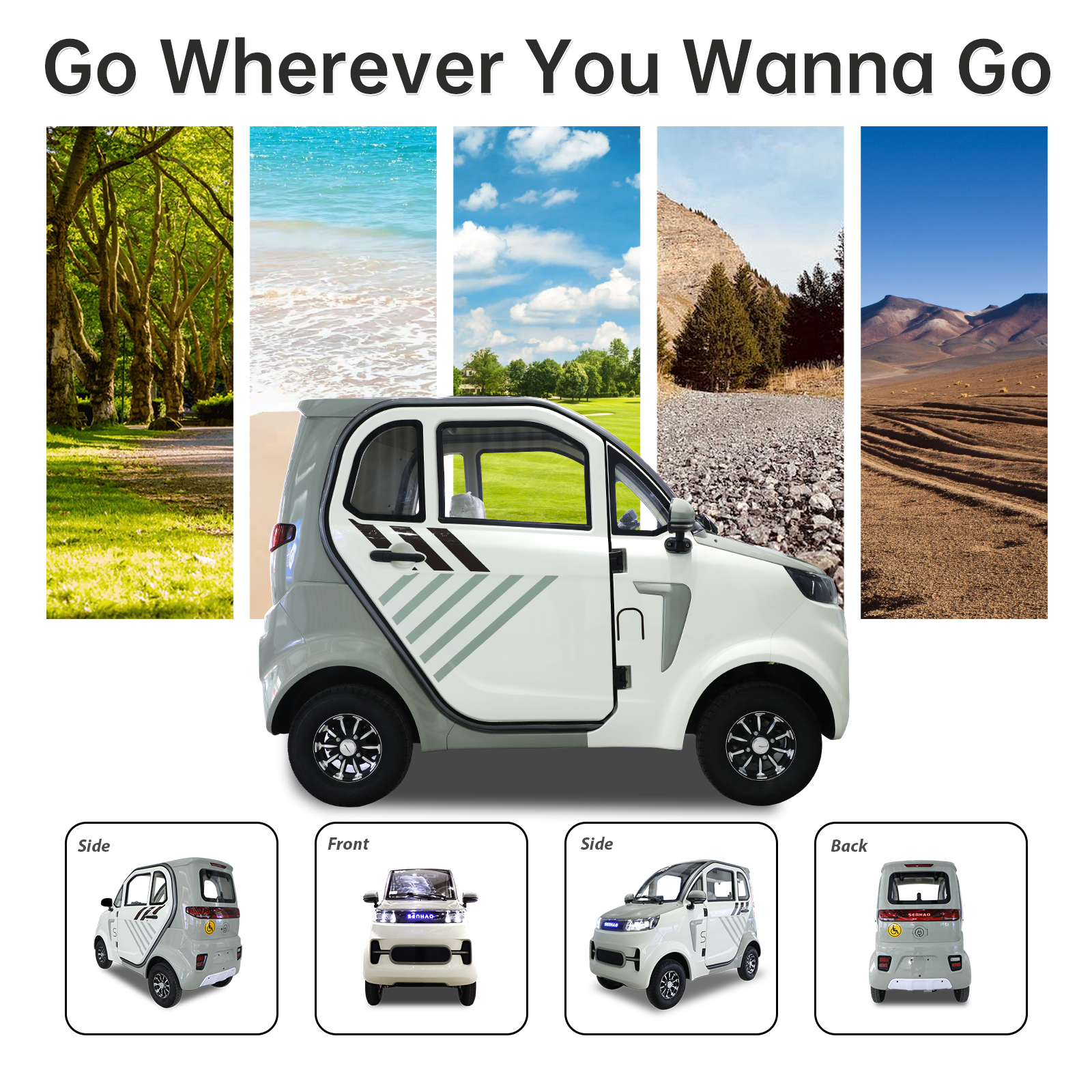 All Weather Protection: Fully Enclosed Design For Safer Travels White Silver Abs Pc