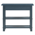 Retro Console Table With Drawer And Two Sturdy Shelves For Entryway, Living Room Navy Navy Mdf,Rubber Wood