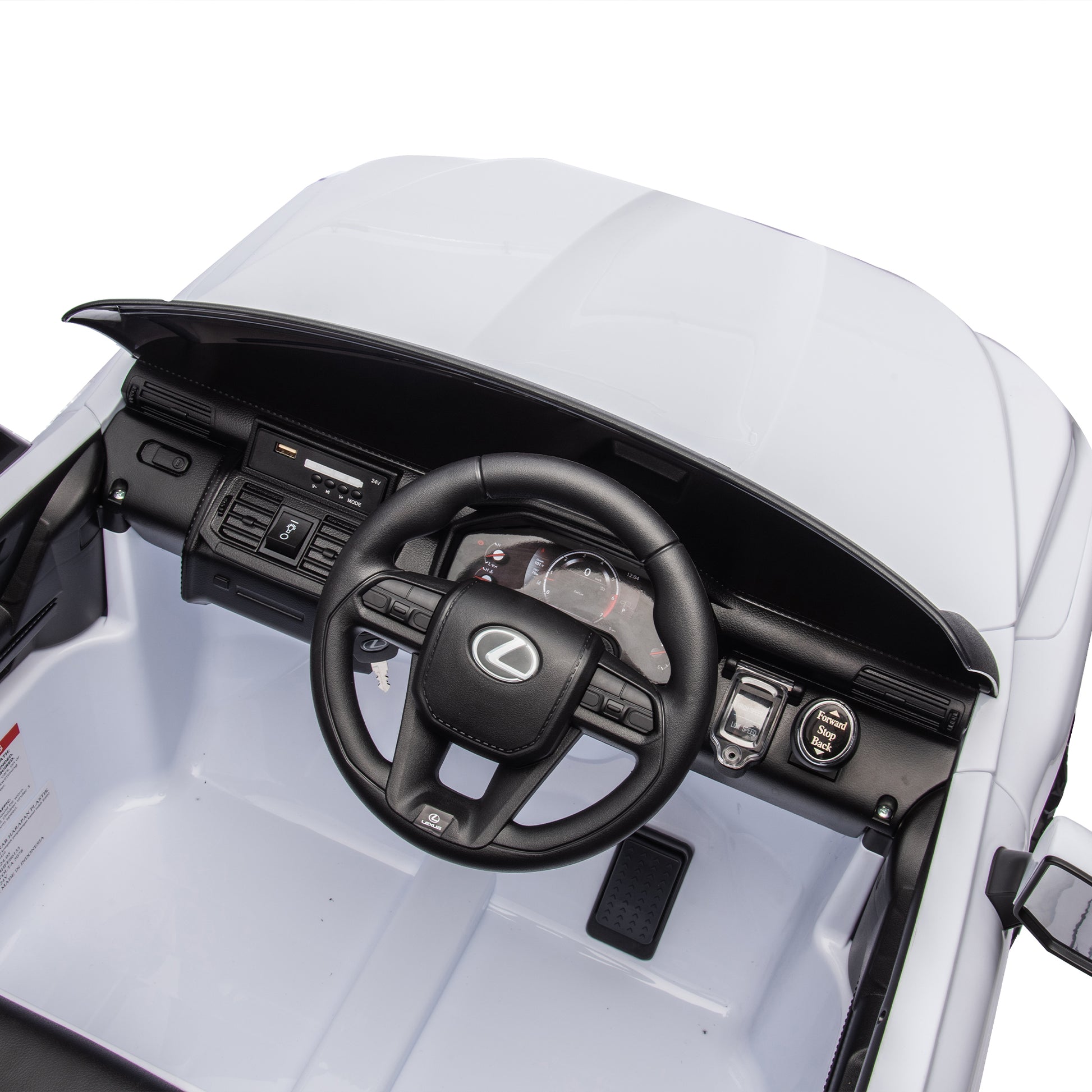 Licensed Lexus Lx600 24V Two Seater Kids Ride On Car W Parents Control,Seat Width 20 Inches,2Wd,Four Wheel Suspension,Bluetooth,Mp3,Music,Adjustable Volume,Power Display,Speeds 1.86 3.11Mph For Kids. White Polypropylene