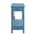 Teal Storage Accent Table With Usb Teal Primary Living Space Modern Pine Drawers Rectangular Wood