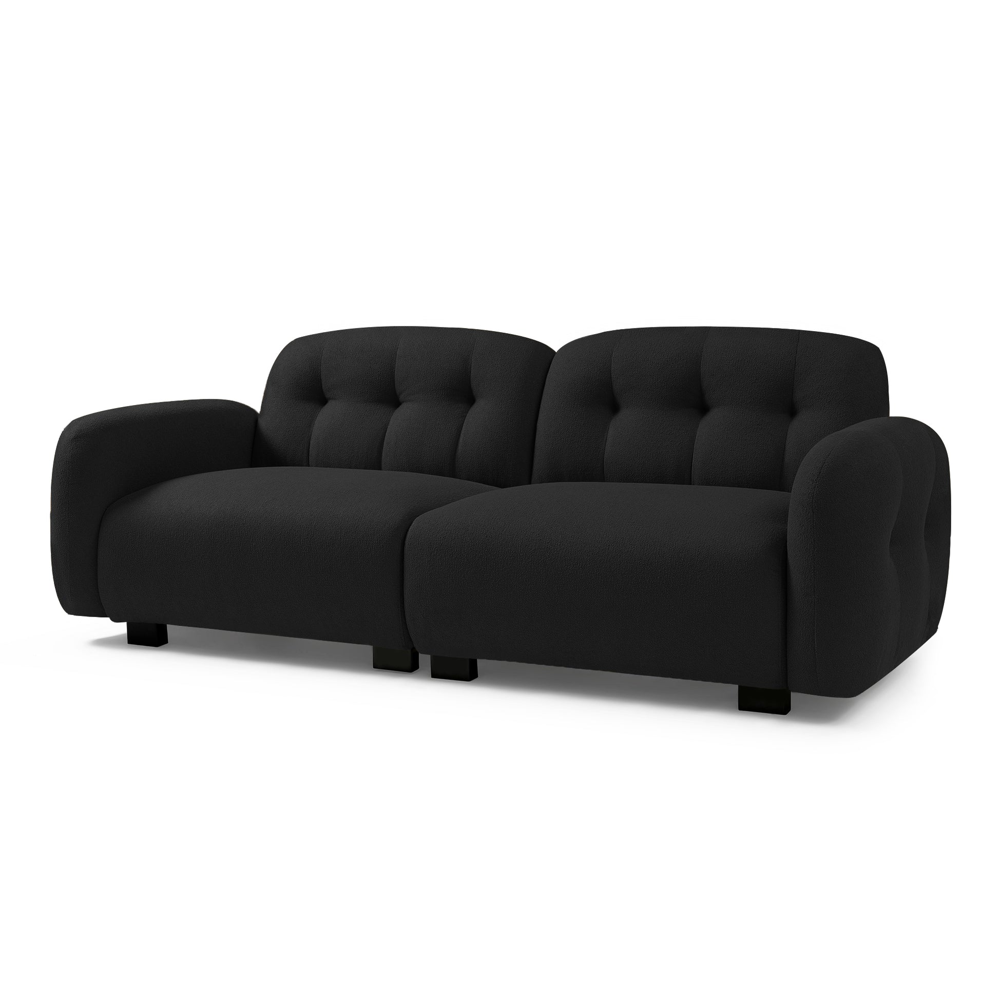 81.48" Modern Sofa Couch,3 Seater Teddy Sofa Sectional With Wooden Legs For 3 4 Persons, Upholstered Deep Seat Beautiful Seat Sofa Chaise For Living Room,Bedroom, Apartment And Office,Black Black Wood Primary Living Space Modern Foam Teddy 4 Seat