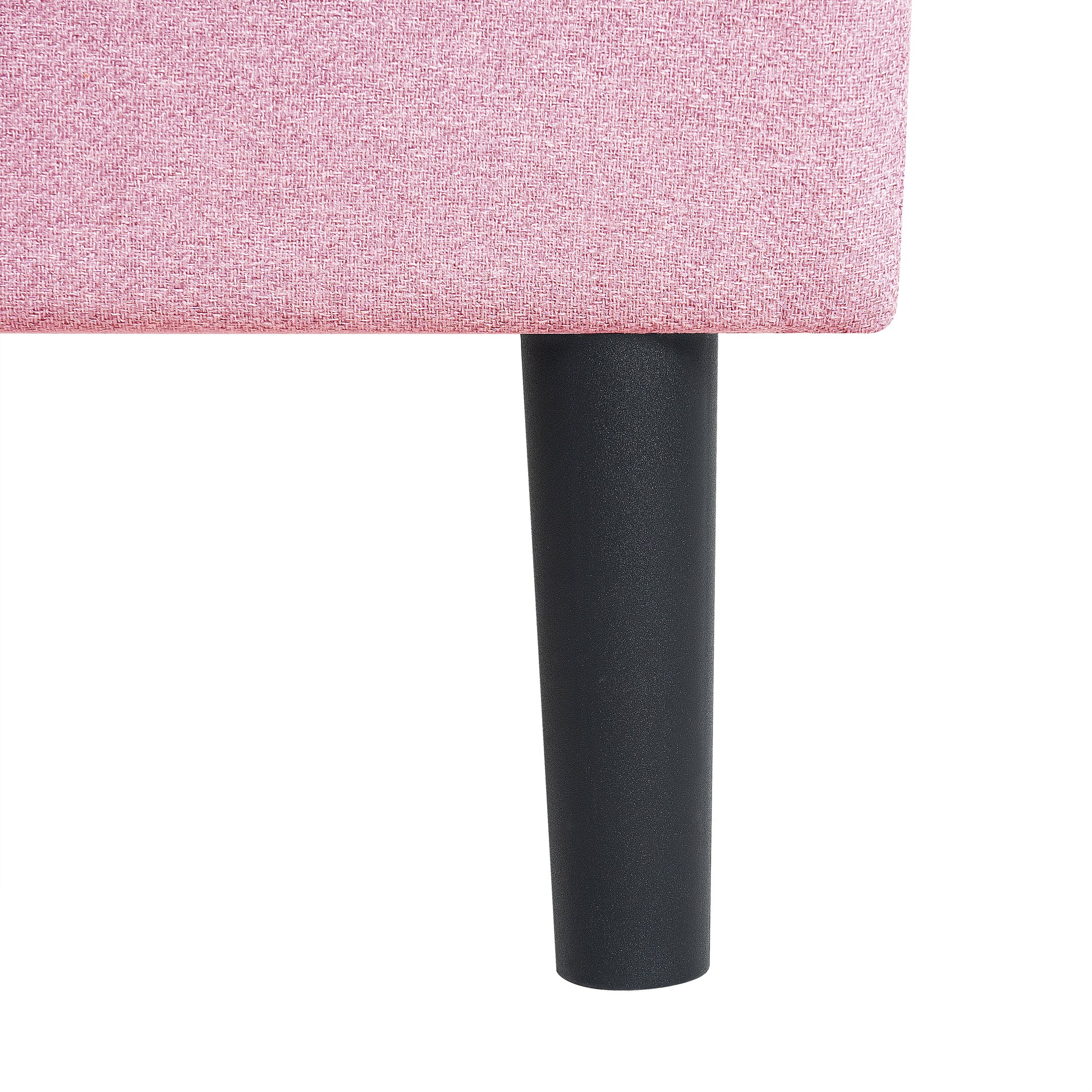 Queen Size Upholstered Platform Bed Frame With Modern Button Tufted Linen Fabric Headboard, No Box Spring Needed, Wood Slat Support, Easy Assembly, Pink Queen Pink Linen