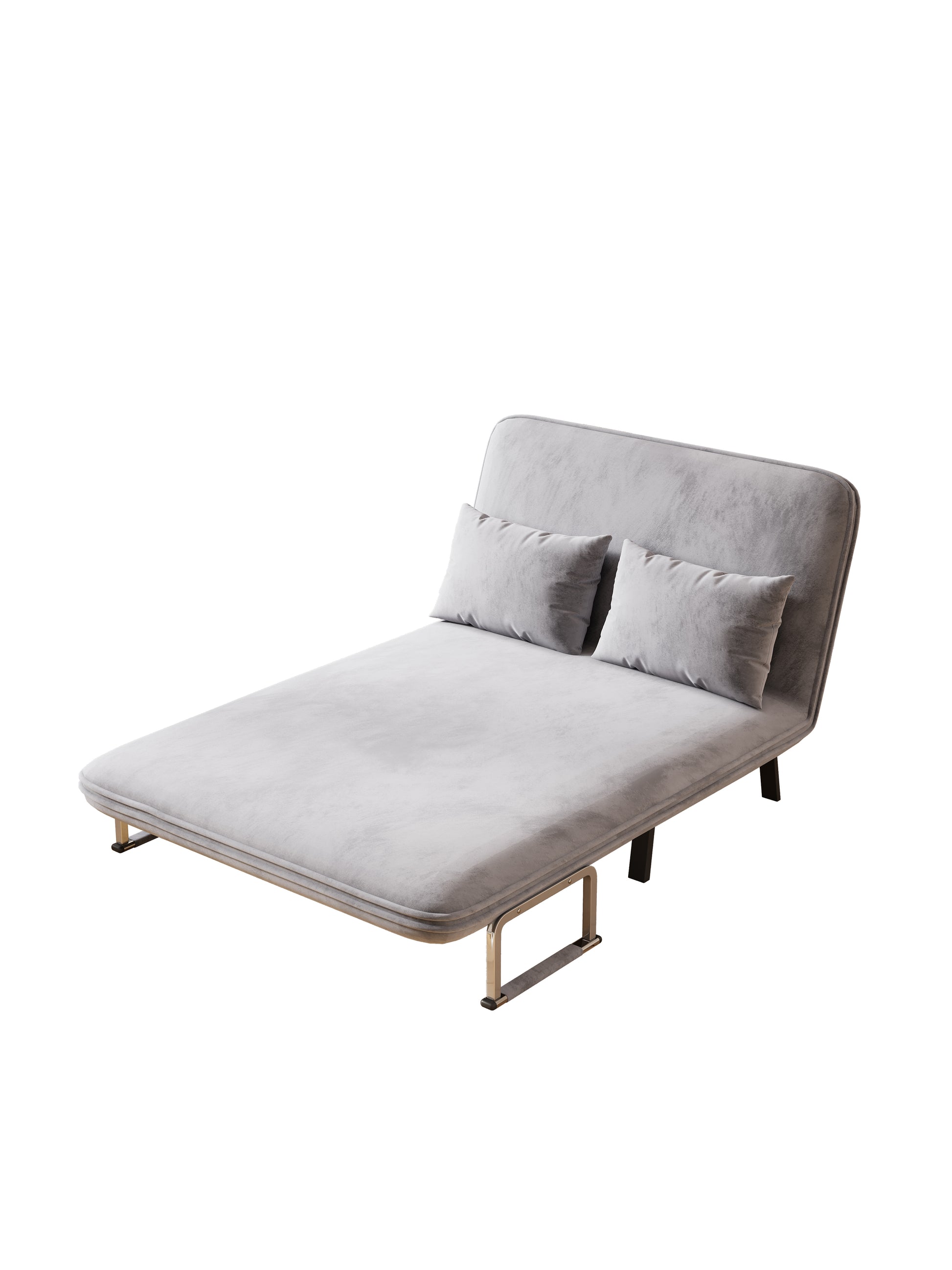 39 Convertible Chair Bed, Tri Fold Sofa Bed With Adjustable Backrest & Pillow, Leisure Chaise Lounge Couch With Sturdy Steel Frame For Home & Office, Comfortable Sleeper Chair Light Grey Dutch Velvet Light Grey Velvet Contemporary Polyurethane Foam Metal