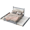 Queen Size Wooden Storage Platform Bed, With 2 Big Drawers, T Size Trundle, Gray Queen Gray Plywood
