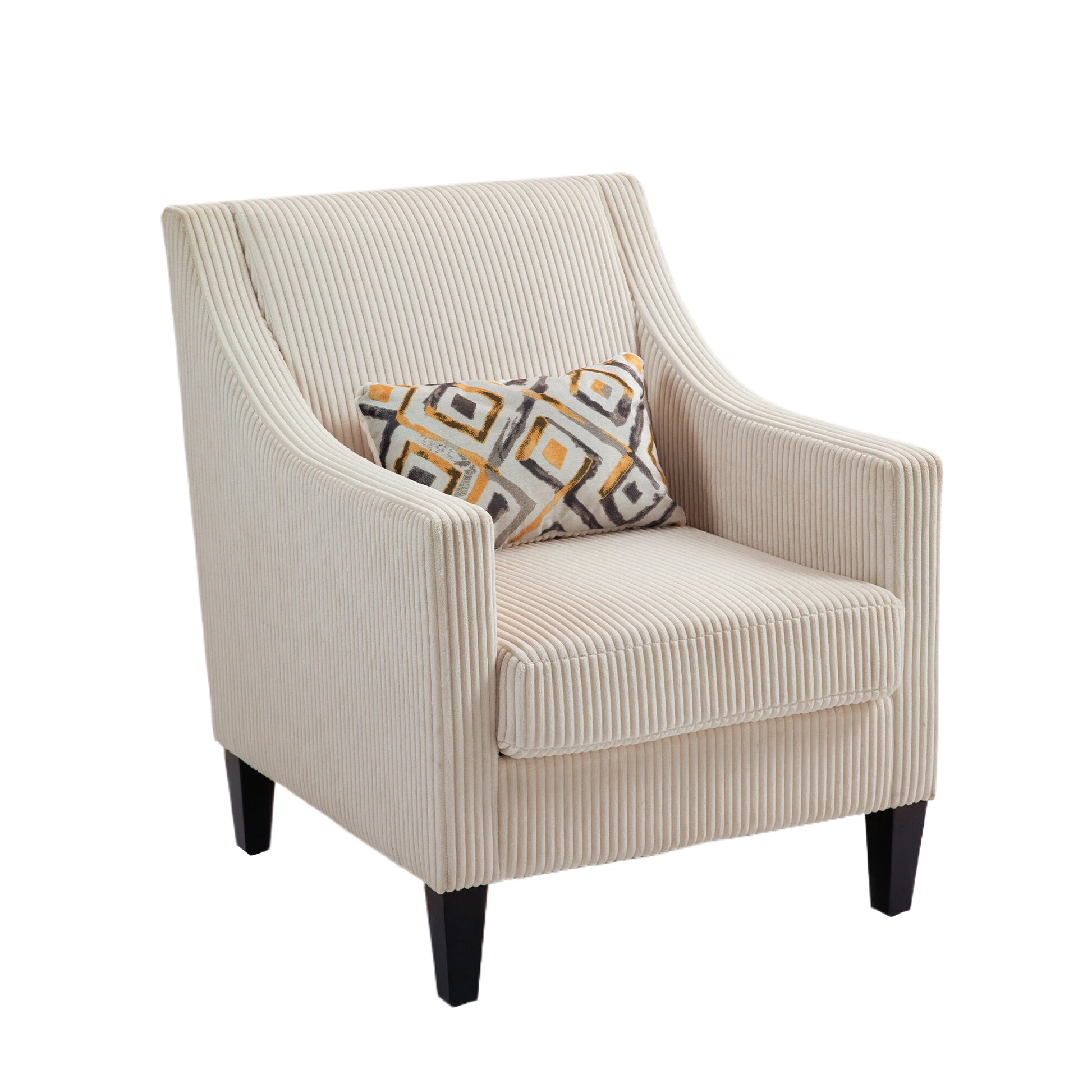 Coolmore Modern Accent Chair,Upholstered Armchair With Scooped Arms For Bedroom,Apartment,Studio,Office,Waiting Room Beige Corduroy Beige Primary Living Space Foam Corduroy
