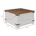 Homcom Coffee Table With Flip Top Hidden Storage, Square Center Table White White Particle Board
