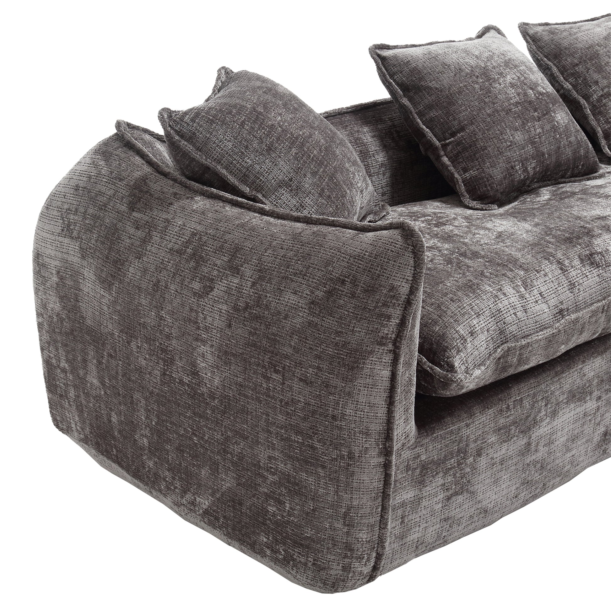 Modular Sectional Sofa, U Shaped Couch With Sofa For Five & Pillows, Modern Minimalist Chenille Fabric Large Comfy Cloud Sofas, Living Room Furniture Sets Gray Chenille 5 Seat