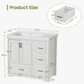 36'' Bathroom Vanities With Single Sink, Modern Under Mount Bathroom Sink Cabinet With 2 Closing Doors & 4 Drawers. White, 35.8''W X 19.7''D X 35.4''H. White Particle Board Mdf