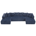 Arrived 131'' Modular Sectional Couch, U Shaped Sofachaise Lounge, Striped Fabric,Upholstered 4 Seater Couch For Living Room, Bedroom, Free Combination Sofa Corduroy , Blue Blue Polyester Primary Living Space Soft Modern Square Arms Foam Upholstered 4