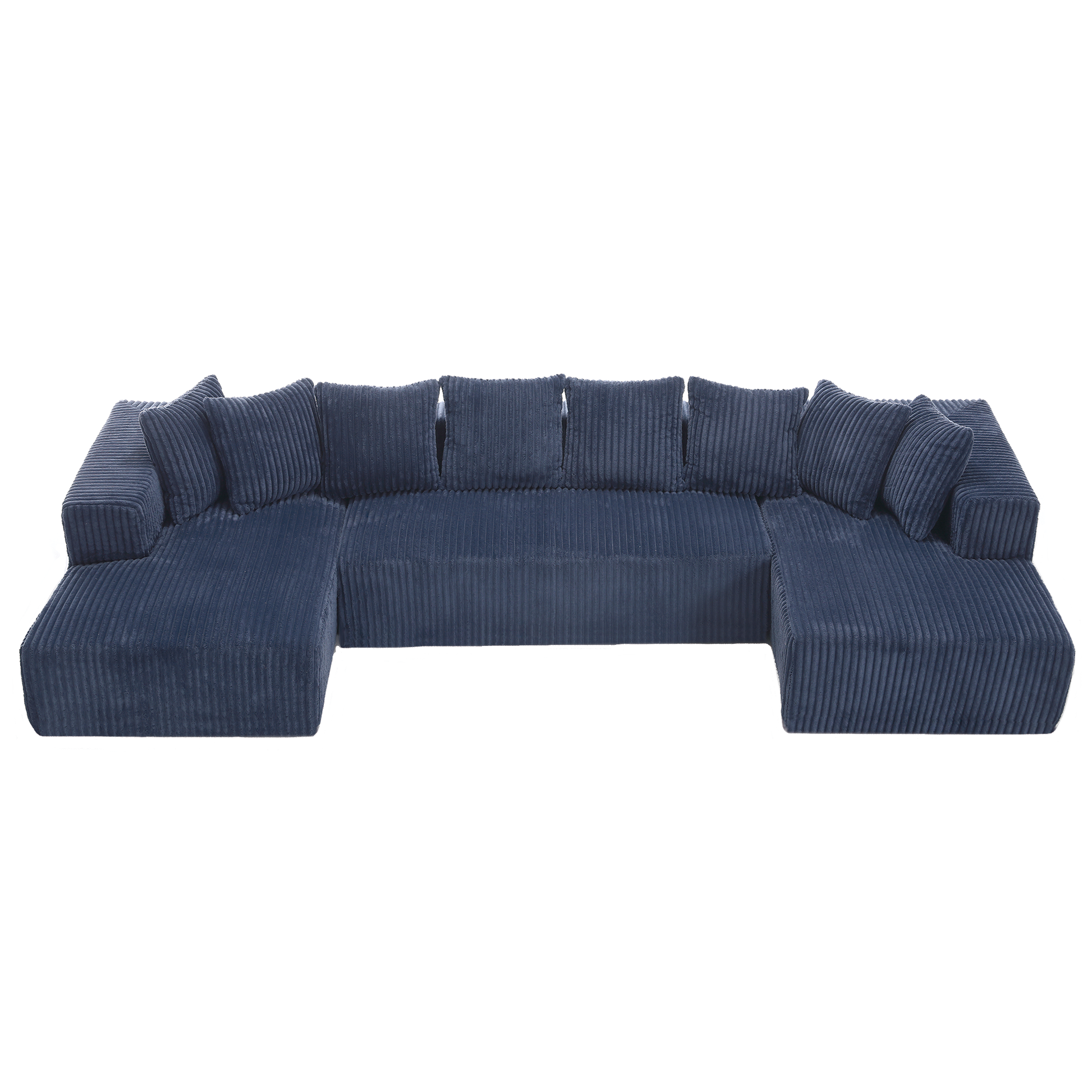 Arrived 131'' Modular Sectional Couch, U Shaped Sofachaise Lounge, Striped Fabric,Upholstered 4 Seater Couch For Living Room, Bedroom, Free Combination Sofa Corduroy , Blue Blue Polyester Primary Living Space Soft Modern Square Arms Foam Upholstered 4
