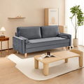 Sofa Simple Small House Double Three Person Straight Row American Retro Green Velvet Furniture Fabric Sofa Small Living Room Bedroom Office Grey Solid Wood 3 Seat
