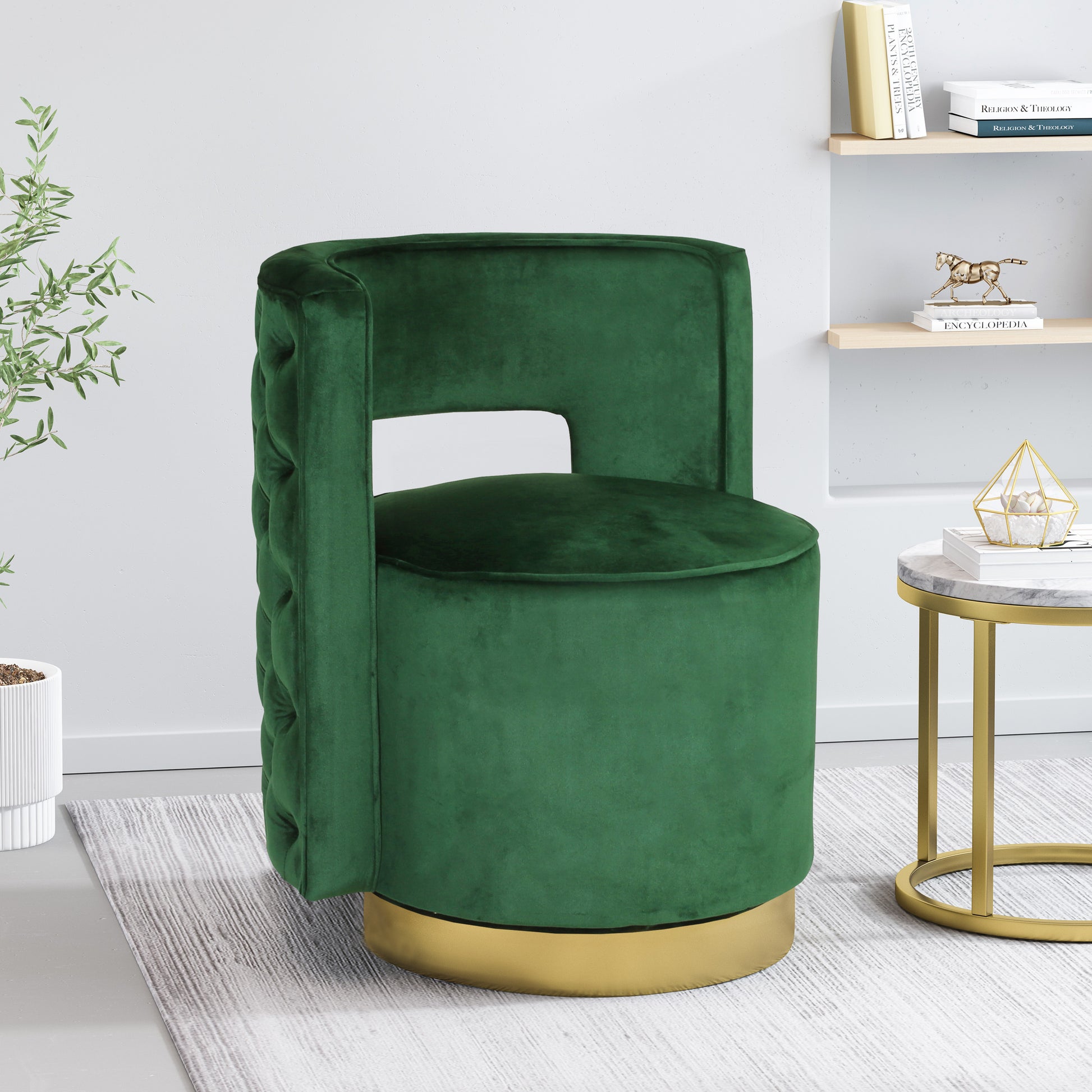 Swivel Arm Chair Emerald Velvet