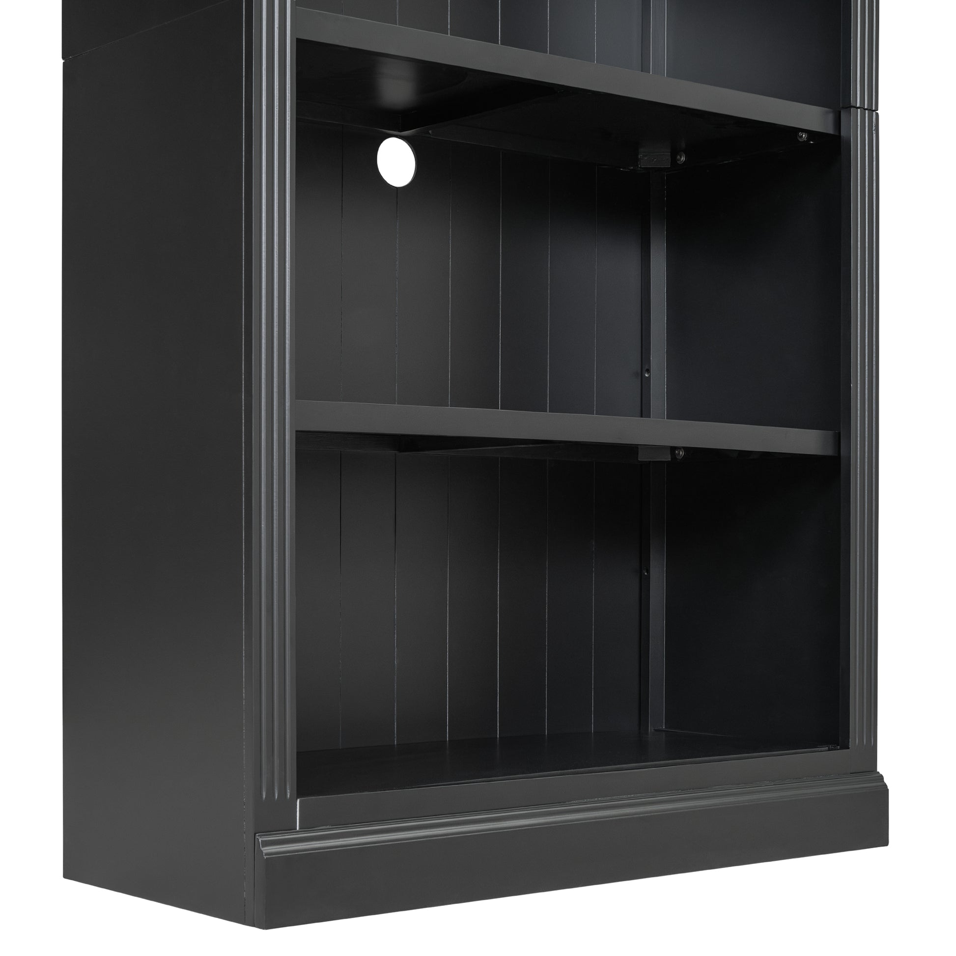 83.4" Tall Wood Bookcase With Light Strip,5 Tier Decor Bookshelves With Adjustable Shelves,Storage Organizer For Cds Books Movies,Free Standing Storage Shelves For Living Room,Home Office,Black