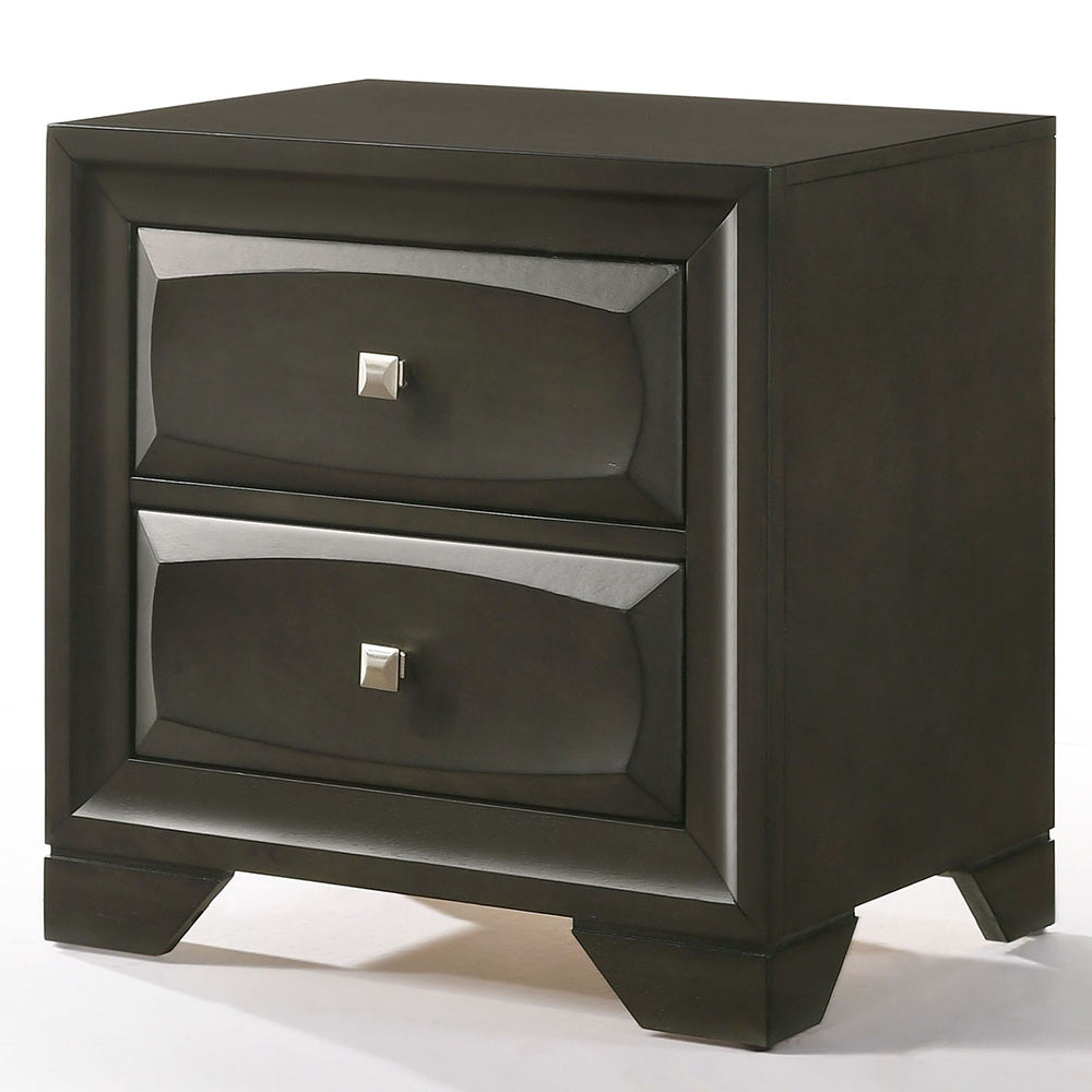Antique Grey Nightstand With 2 Drawer Grey 2 Drawers Bedroom Rectangle Rubberwood Drawers Wood