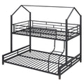 Metal House Bunk Bed, Twin Over Full, Black Full Black Metal