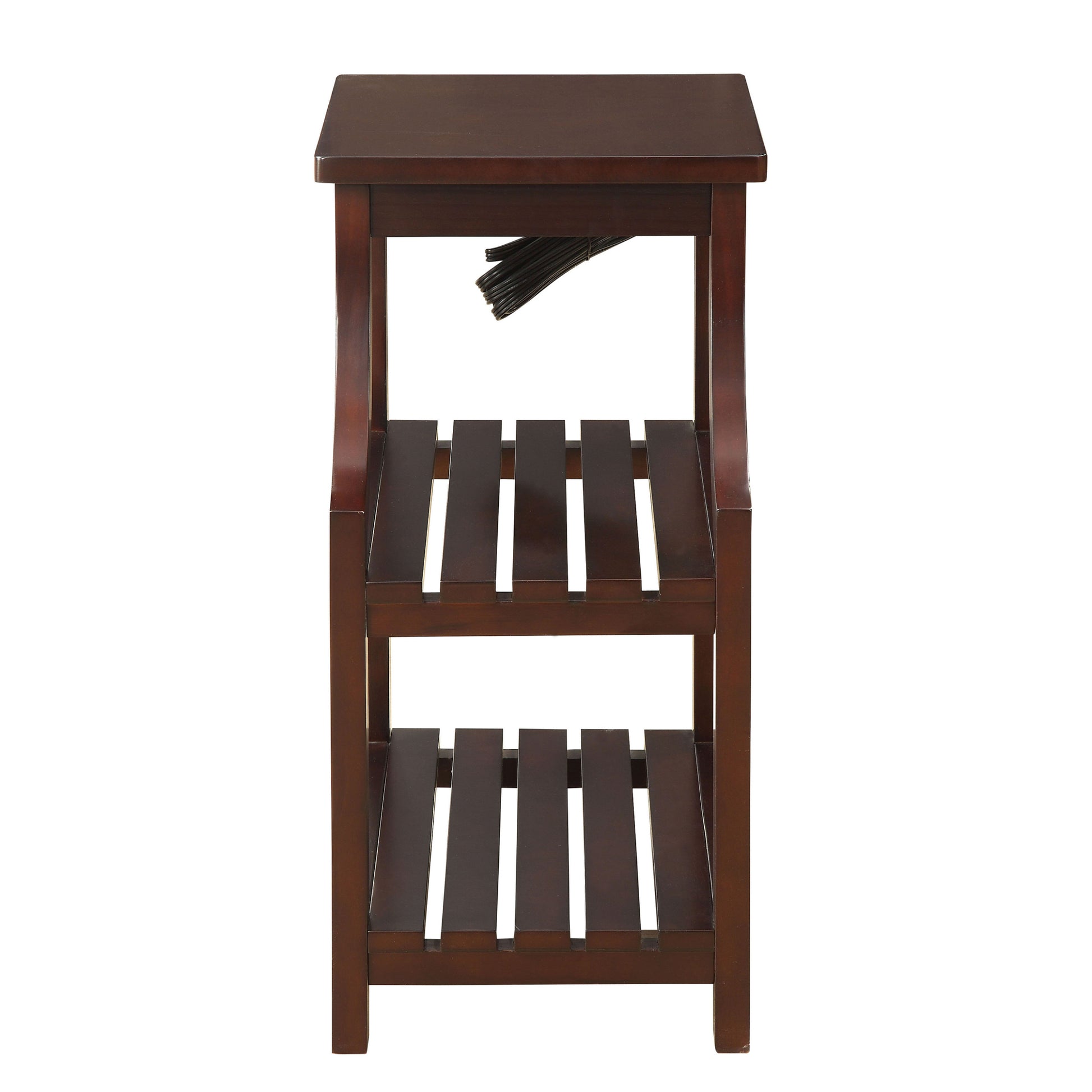 Espresso Side Table With Usb Power Dock Espresso Primary Living Space Shelves Rectangular Wood