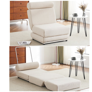 Single Sofa Chair Foldable Single Sofa Bed With Pillow,Portable Foldable Sofa Bed,Leisure Sofa Chair,Easy To Store,Made Ofand Wearable Linen Cream White Cream White Primary Living Space Modern Foam Linen