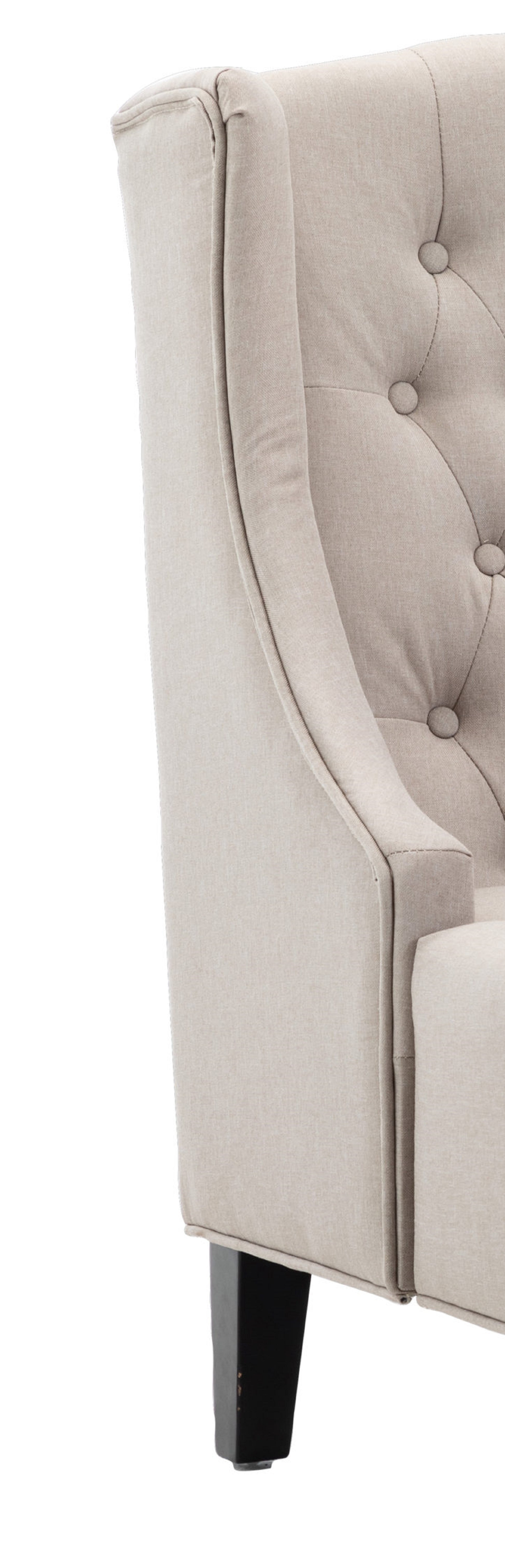 1Pc Modern Living Room Button Tufted Wingback Accent Chair Luxury Look Diamond Button Tufted Pattern Beige Color Beige Primary Living Space Traditional Foam Wood