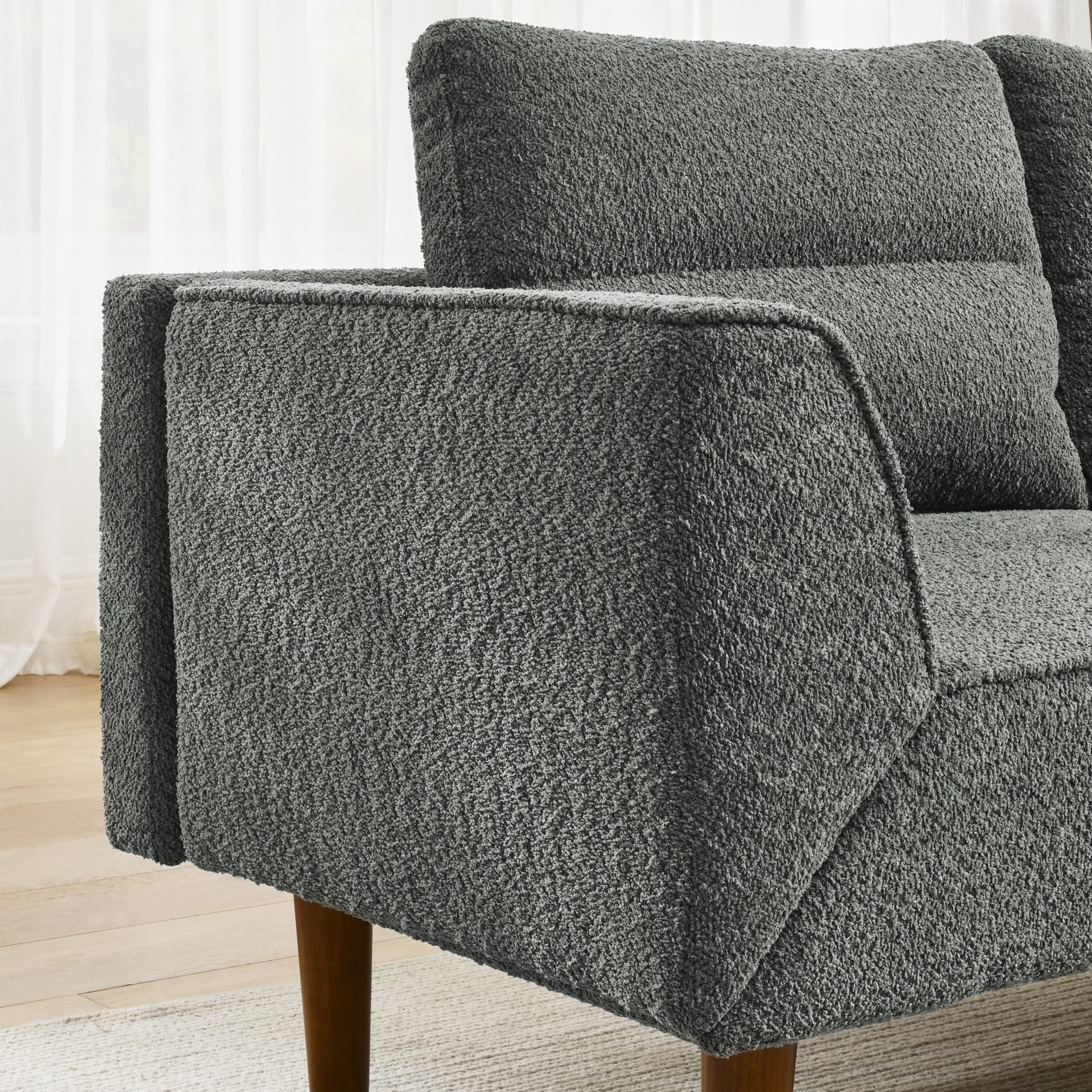 Convertible Futon Sofa Bed, Comfy Loveseat Sleeper Sofa With Adjustable Armrest, Strengthen Wood, Thick Padded Cushion, Small 2 Seater Couch For Living Room, Bedroom, Grey Grey Foam 2 Seat