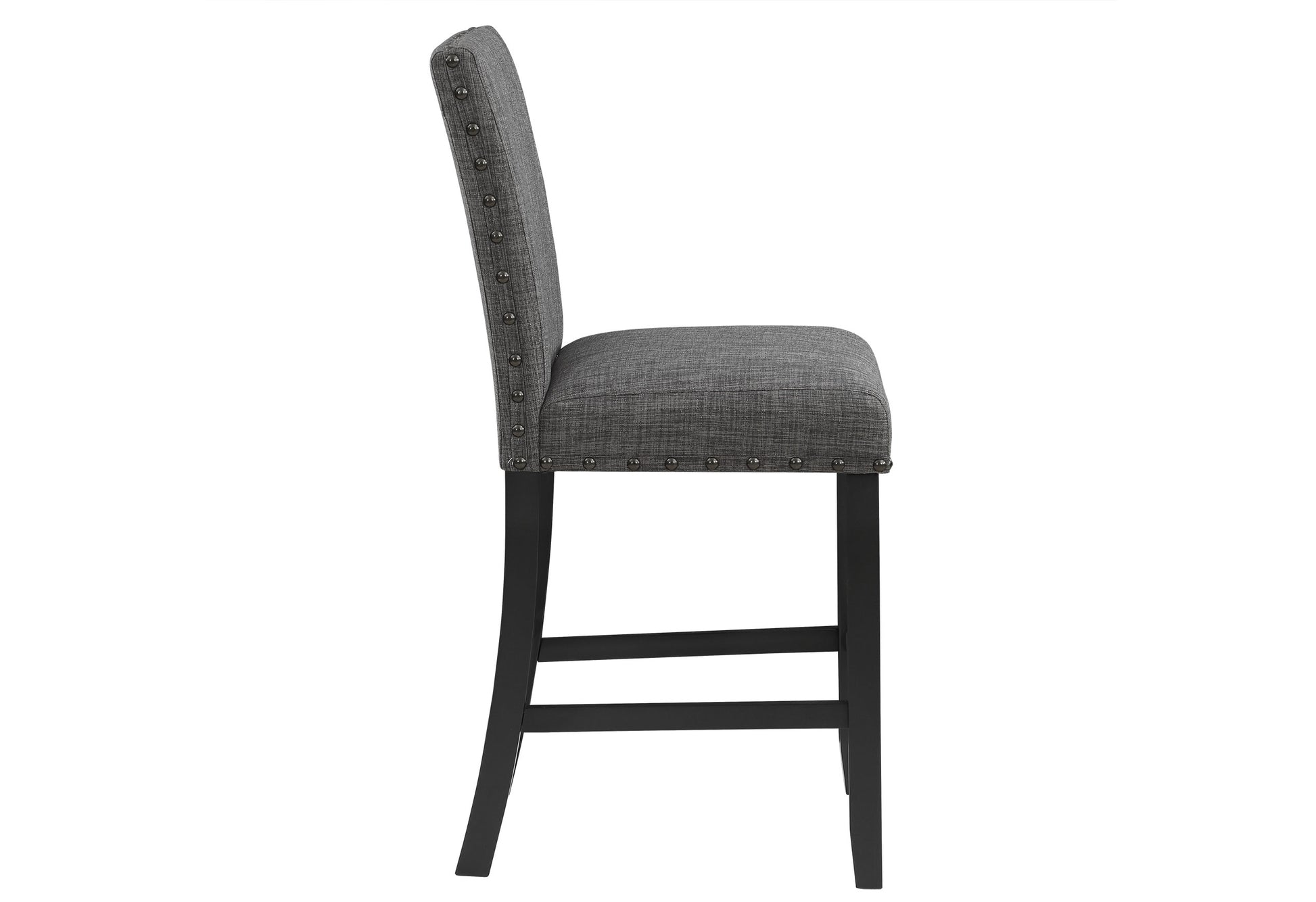 Marian Dark Gray Bar Stool Kit Of 2 Solid Gray Dining Room Foam Rectangular Wipe Clean Casual Bar Stools Rubberwood Solid Back Set Of 2 Foam Fabric