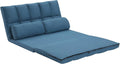 2 Seater Contemporary Foldable Sofa Bed Trifold Foam Mattress Sleeper Chair With Tufted Seat Backrest Convertible Couch W Pillows Blue1Pc Blue Polyester Primary Living Space Cushion Back Traditional Foam Wood
