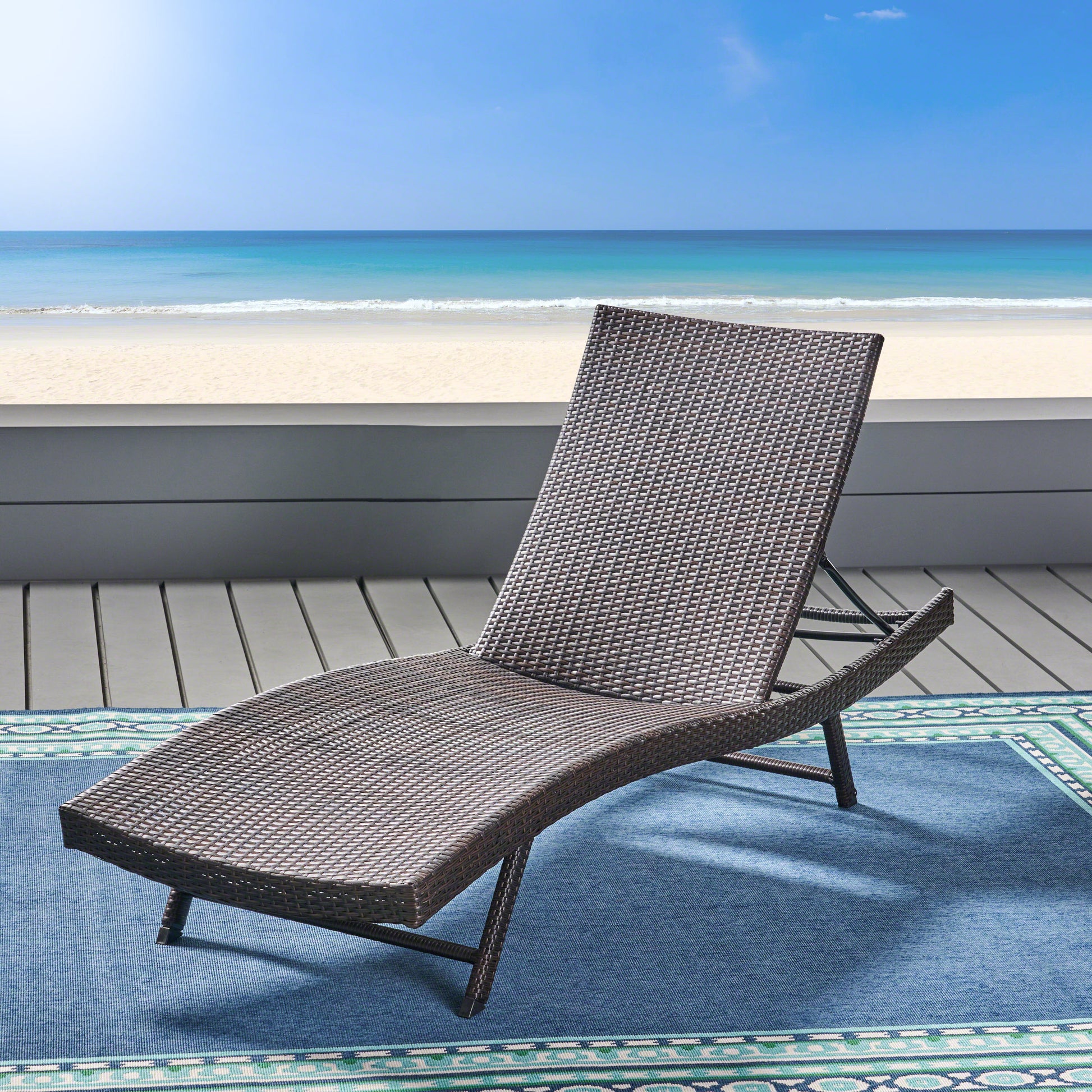Kauai Pe Wicker Chaise Brown Multi Rattan Metal
